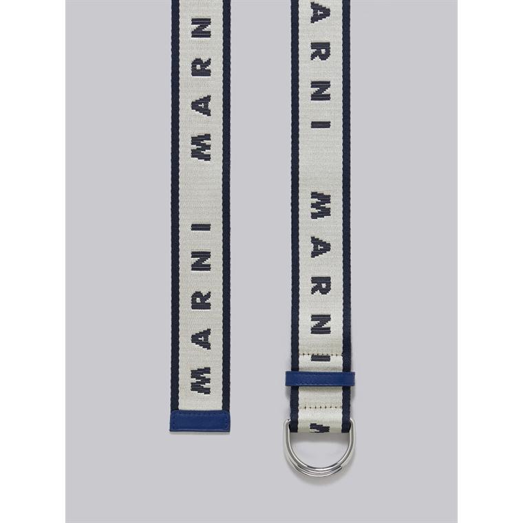 MARNI Slider Belt With Logo, Blue/White